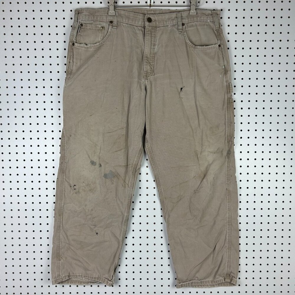Carhartt Carpenter Pants 38x30 Painted Distressed Faded Work Wear Brown Loose‎ - Picture 5 of 8